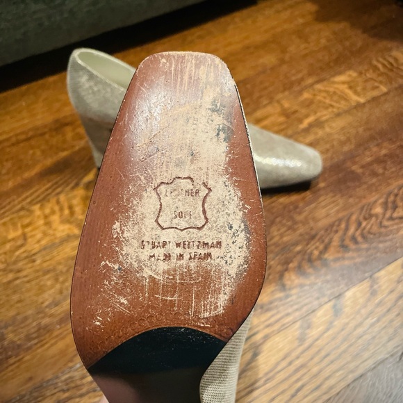 Stuart Weitzman Gold Heels with Block Heel - Picture 5 of 5